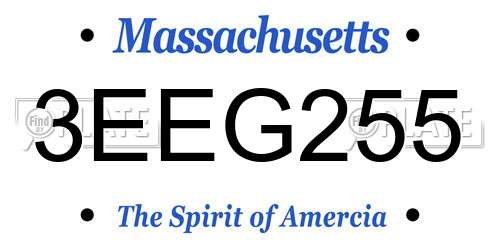 3EEG255 Massachusetts License Plate