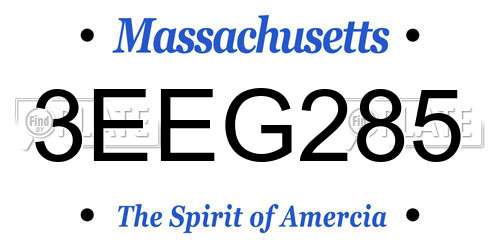 3EEG285 Massachusetts License Plate