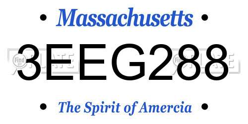 3EEG288 Massachusetts License Plate