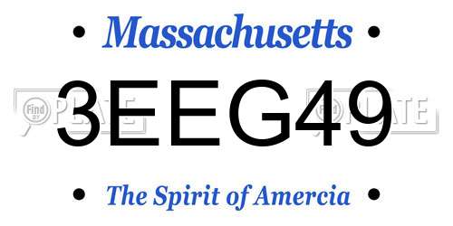 3EEG49 Massachusetts License Plate