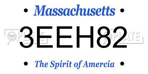 3EEH82 Massachusetts License Plate