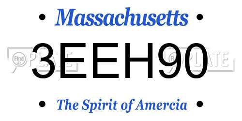 3EEH90 Massachusetts License Plate