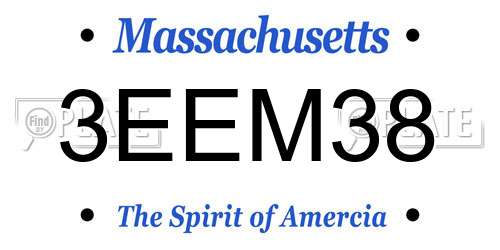 3EEM38 Massachusetts License Plate