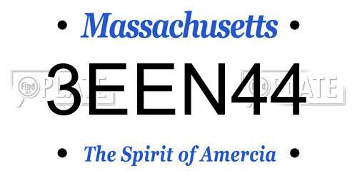 3EEN44 Massachusetts License Plate