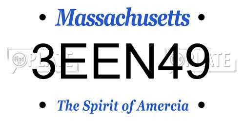 3EEN49 Massachusetts License Plate