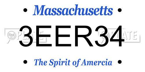 3EER34 Massachusetts License Plate