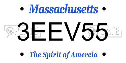 3EEV55 Massachusetts License Plate