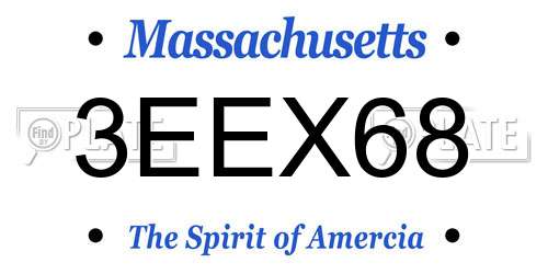 3EEX68 Massachusetts License Plate