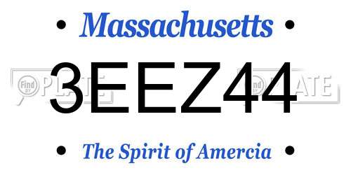 3EEZ44 Massachusetts License Plate