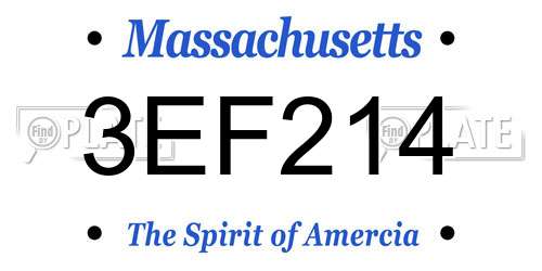 3EF214 Massachusetts License Plate