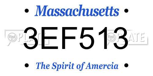 3EF513 Massachusetts License Plate