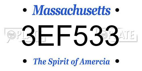 3EF533 Massachusetts License Plate