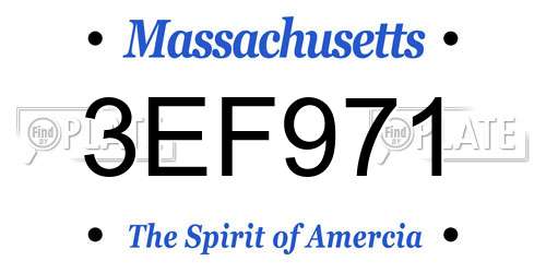 3EF971 Massachusetts License Plate