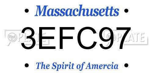 3EFC97 Massachusetts License Plate