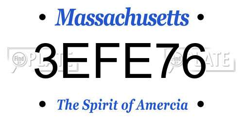 3EFE76 Massachusetts License Plate