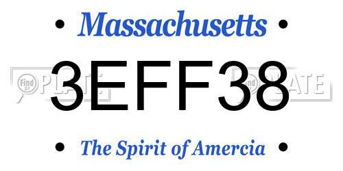 3EFF38 Massachusetts License Plate