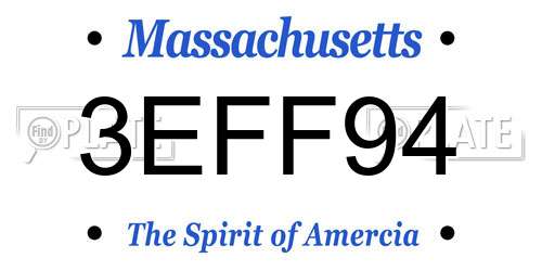 3EFF94 Massachusetts License Plate