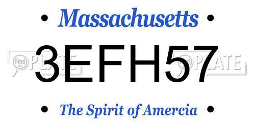3EFH57 Massachusetts License Plate