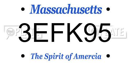 3EFK95 Massachusetts License Plate