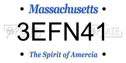 3EFN41 Massachusetts License Plate