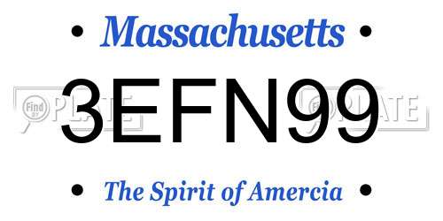3EFN99 Massachusetts License Plate