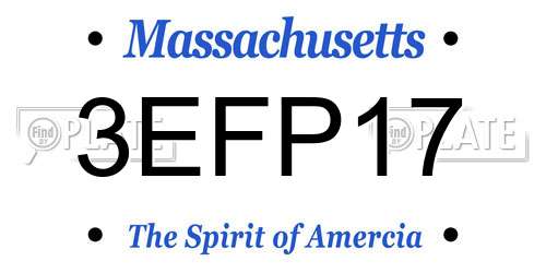3EFP17 Massachusetts License Plate
