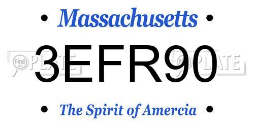 3EFR90 Massachusetts License Plate