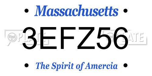 3EFZ56 Massachusetts License Plate