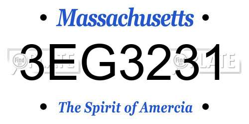 3EG3231 Massachusetts License Plate