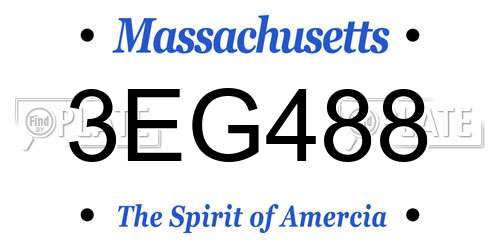3EG488 Massachusetts License Plate