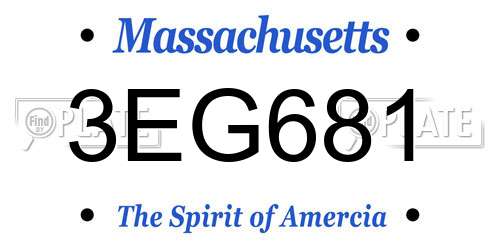 3EG681 Massachusetts License Plate