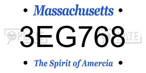 3EG768 Massachusetts License Plate