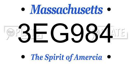 3EG984 Massachusetts License Plate