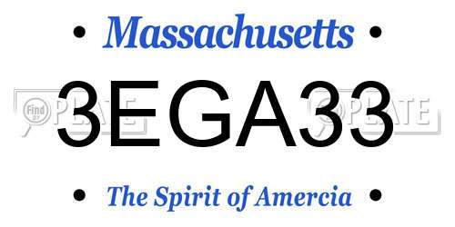 3EGA33 Massachusetts License Plate