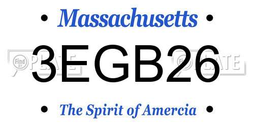 3EGB26 Massachusetts License Plate