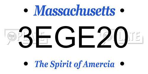 3EGE20 Massachusetts License Plate