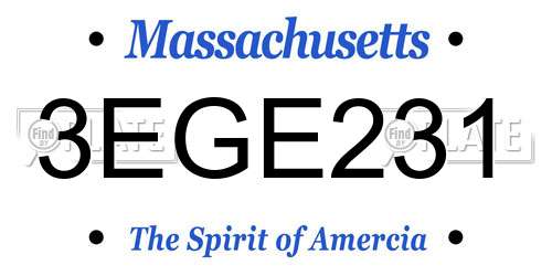 3EGE231 Massachusetts License Plate