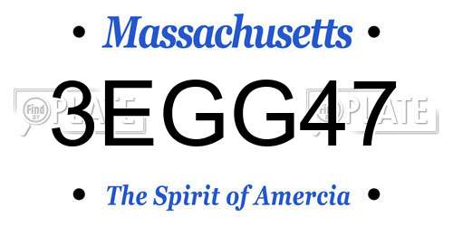 3EGG47 Massachusetts License Plate