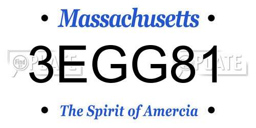 3EGG81 Massachusetts License Plate