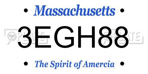 3EGH88 Massachusetts License Plate