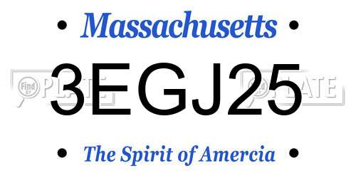 3EGJ25 Massachusetts License Plate