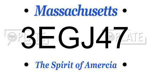 3EGJ47 Massachusetts License Plate