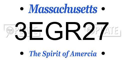 3EGR27 Massachusetts License Plate