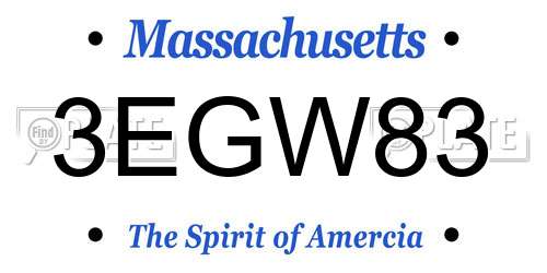 3EGW83 Massachusetts License Plate