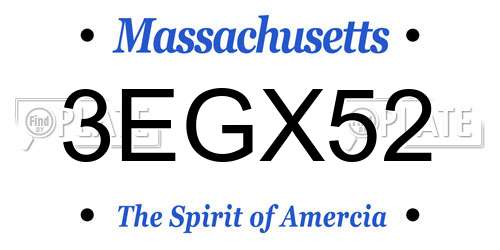 3EGX52 Massachusetts License Plate
