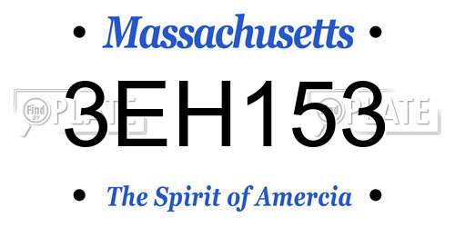 3EH153 Massachusetts License Plate
