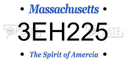 3EH225 Massachusetts License Plate