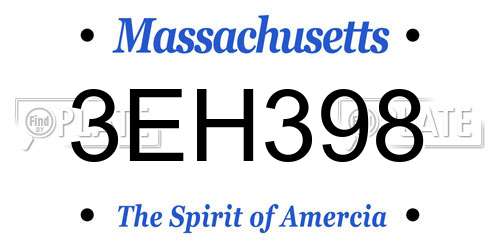 3EH398 Massachusetts License Plate