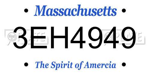 3EH4949 Massachusetts License Plate