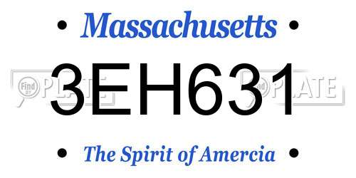 3EH631 Massachusetts License Plate